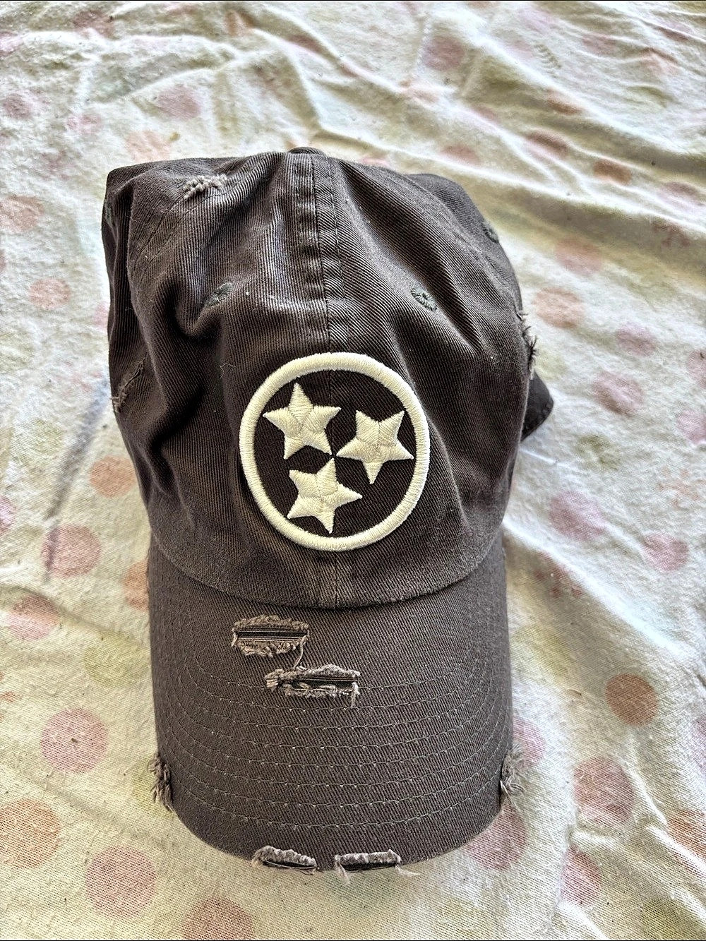 Gray Distressed Star Patch Hat